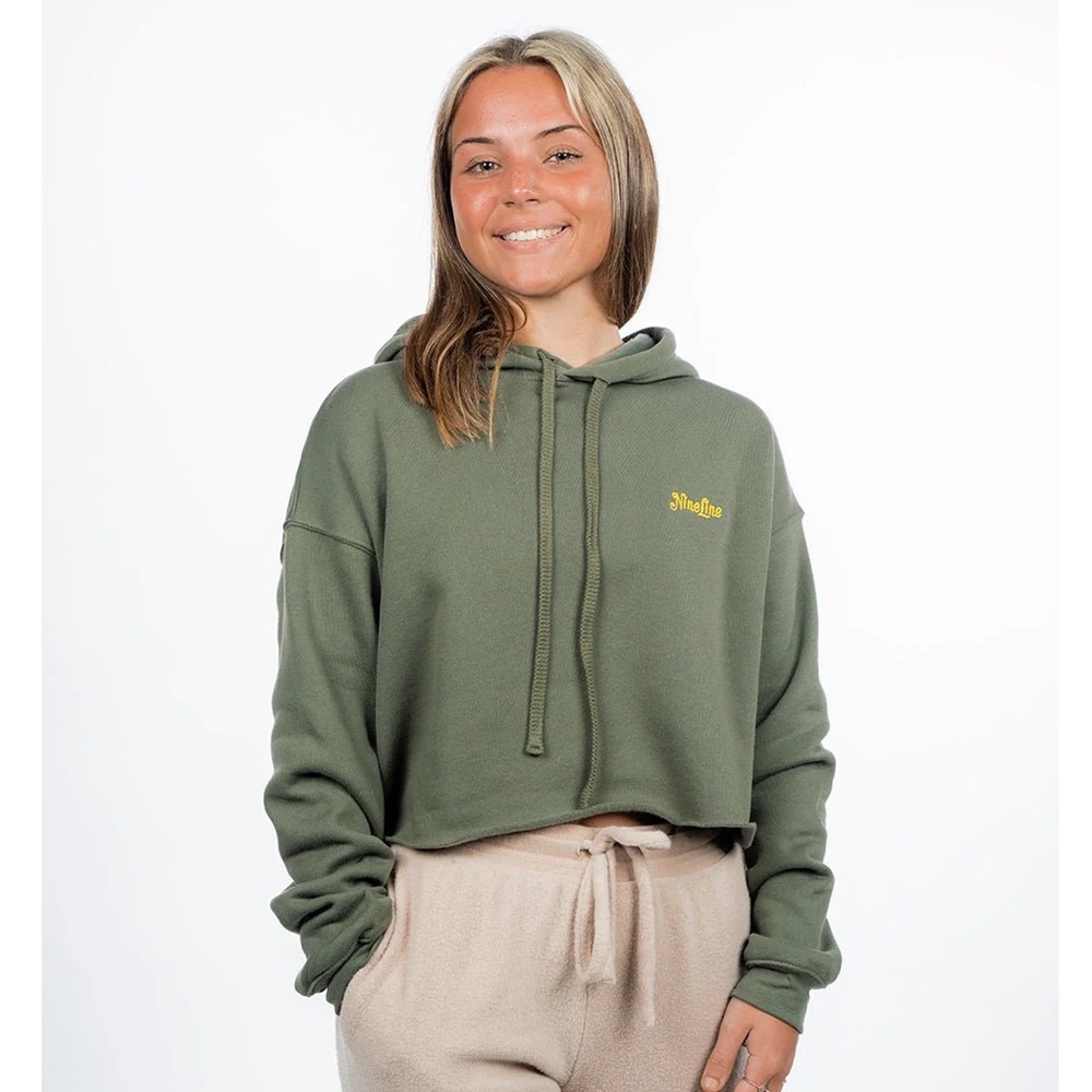 Olive Green Cropped Hoodie